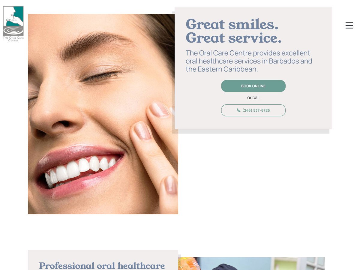 Oral Care Centre homepage screenshot